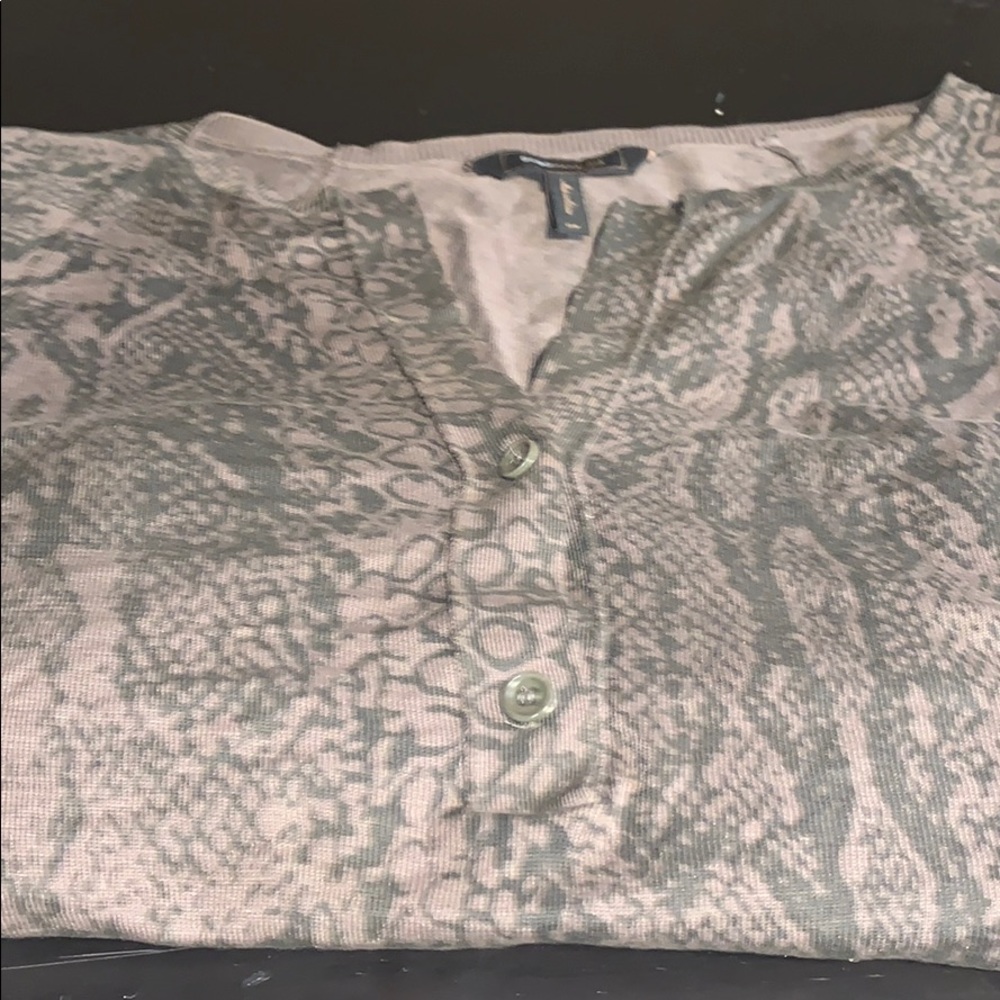 BCBG MaxAzria Oversized Snakeskin Sweater W Button